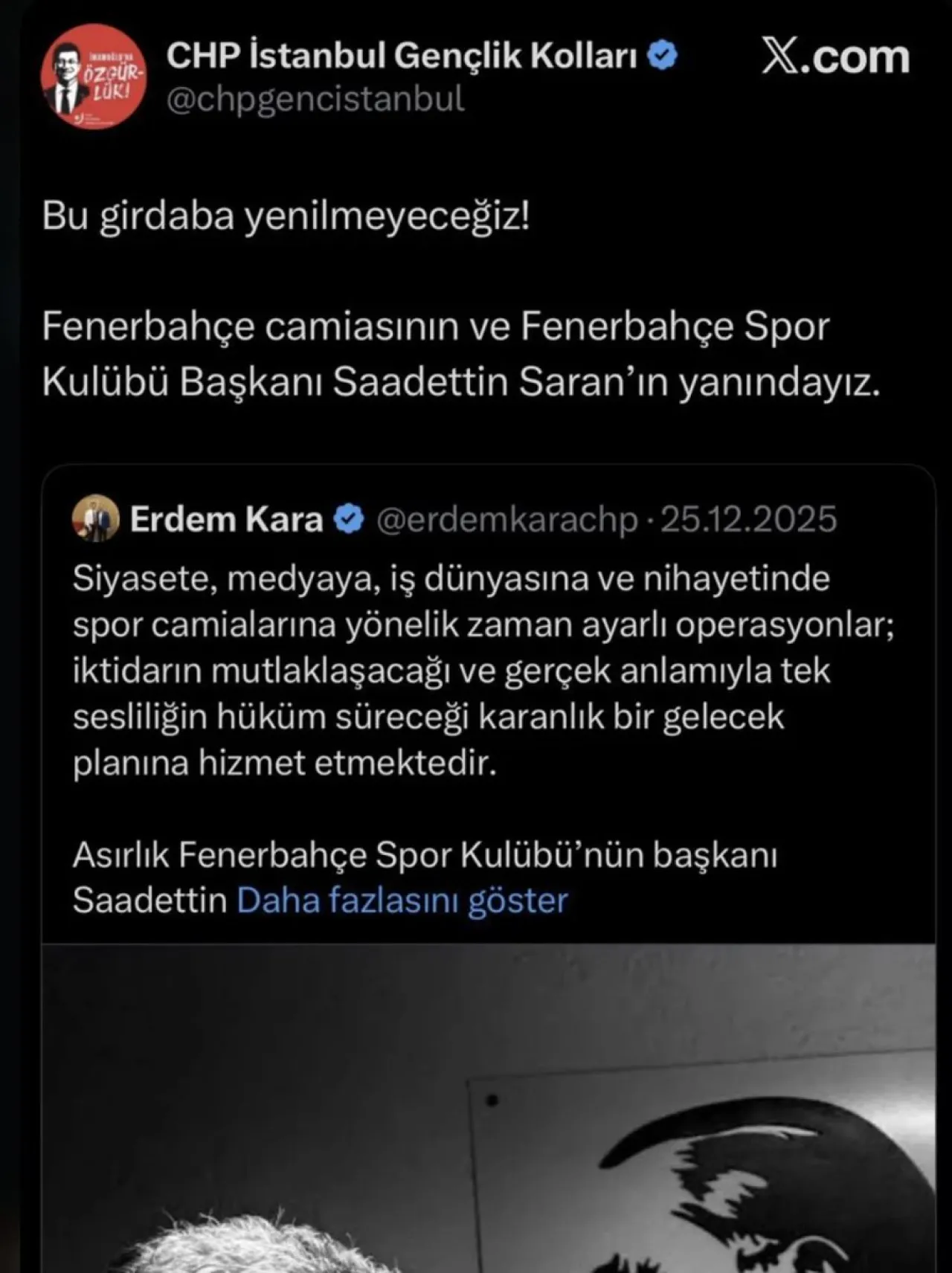 Fenerbahçe Başkanı Saran'a CHP'li Gençlik Kollarından İlginç Destek: Kante Teşekkürü Sonrası Paylaşım Sildirtti